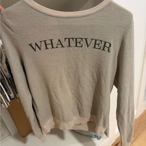 Wildfox Beige 'Whatever' Crew Neck Sweater